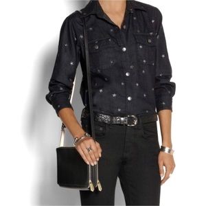 Current Elliot The Perfect Shirt Black Chambray Button Down Size 0